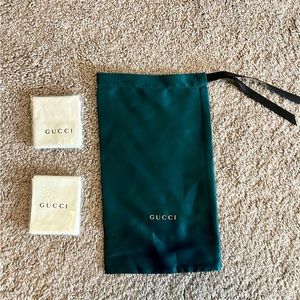 Gucci glasses accessories.  Set of 3 - dust bag and two cleaners brand new